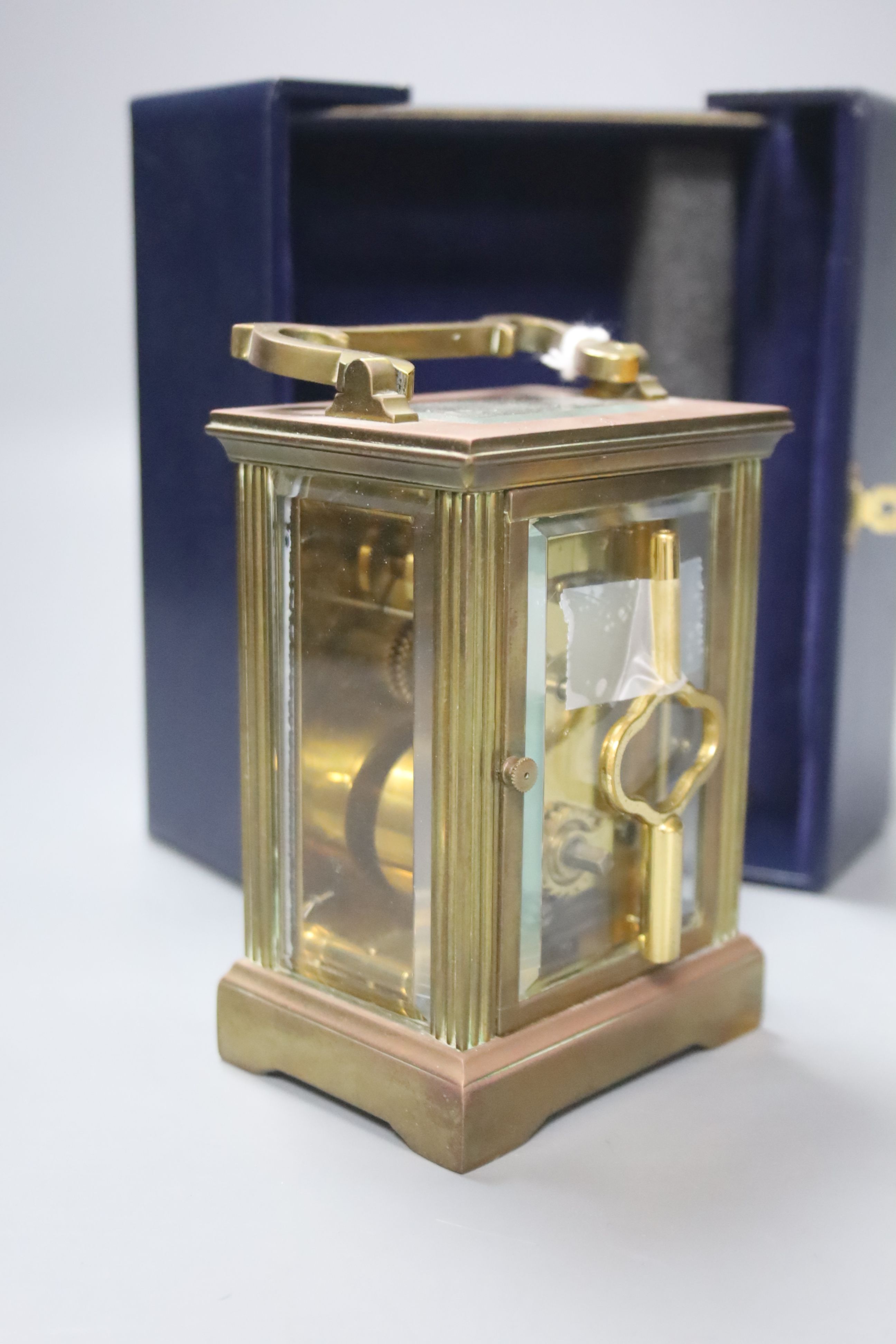 A brass carriage timepiece, height 11cm